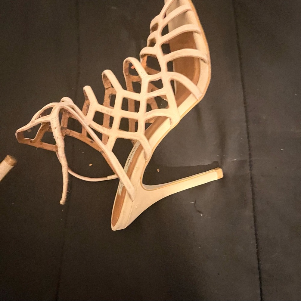 Cream Strappy Stiletto Heels